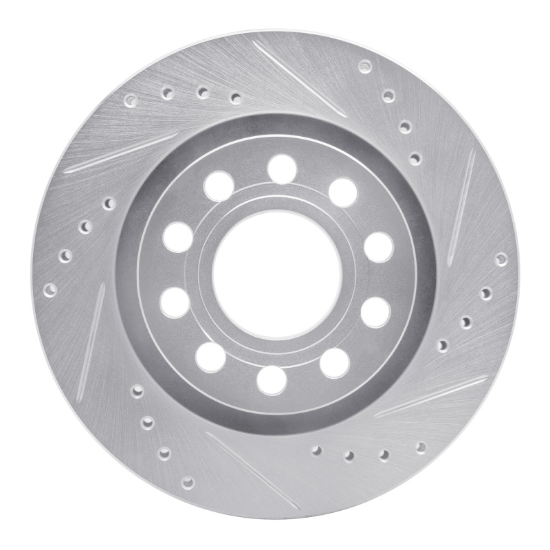 Audi Allroad Brake Rotor (1) - Rear Right - R1 Concepts - Drilled & Slotted - Silver - `04-`05